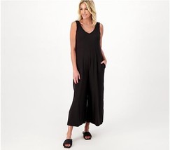 Cuddl Duds Wide Leg Flexwear V-Neck Jumpsuit (Black, Tall XS) A587649 - £11.87 GBP