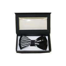 Mens Formal Bow Tie/Hankie Insomnia by Manzini Floral Sequins MZE140 White black image 6