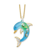 Glass Baron Turquoise Glass Crystal Dolphin 18 inch Gold-tone Necklace - $80.64 CAD