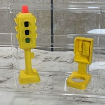 Vintage Fisher Price Little People Traffic Signal And Pay Phone Yellow Plastic - £11.72 GBP