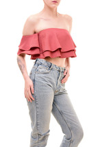 KEEPSAKE Womens Top Sexy Two Fold Elegant Stylish Lightweight Red Ochre Size S - £34.08 GBP