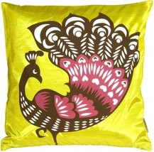 Proud Peacock Chartreuse Green Throw Pillow, Complete with Pillow Insert - £25.08 GBP