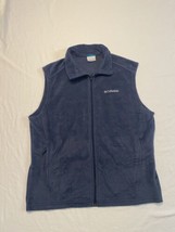 Columbia Fleece Vest Mens Large Navy Sleeveless Pockets Full Zip Outdoor Hiking - £10.17 GBP