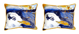Pair of Betsy Drake Sylvester Pelican Large Indoor Outdoor Pillows 16 X 20 - £71.05 GBP