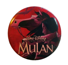 Disney Mulan 3&quot; Big Button Badge Vintage Original Movie Promo 1998 Official - £7.79 GBP