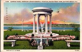 Sunrise Scene American Legion Memorial Fountain Daytona Beach FL Vtg Postcard - £5.41 GBP