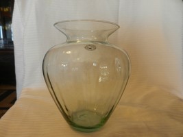 Clear Glass Hand Blown Glass Round Tapered Vase 8.25&quot; Tall  - £39.09 GBP
