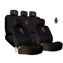 New Multi Pink Heart Embroidery Car Seat Headrest Covers Full Set For Nissan - $37.39