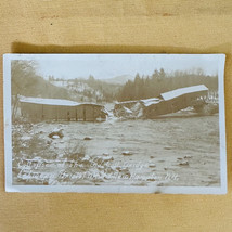 Postcard RPPC Collapse of Covered Old Fall Bridge Hampton Bristol NH 1928 - £15.25 GBP