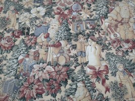 Vintage Kessler Design Concord Victorian Christmas Cotton Santa Trees 1.9 Yards - £19.02 GBP