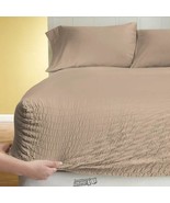 BedTite 7&quot;-20&quot; Fit 300 Thread Count Sheet Set Taupe Cream Full 100% Cotton - £52.53 GBP