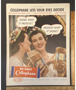 Vintage Print Ad Du Pont Cellophane Bread Church Lady Hat Pearls 1940s E... - £13.02 GBP
