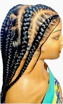 Large Cornrow Knotless Box Braids Full Lace Baby Hair Wig Fulani Braided... - $106.92