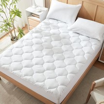 Queen Size Fitted Mattress Pad, Bedding Quilted Noiseless Mattress (Queen) - £10.58 GBP