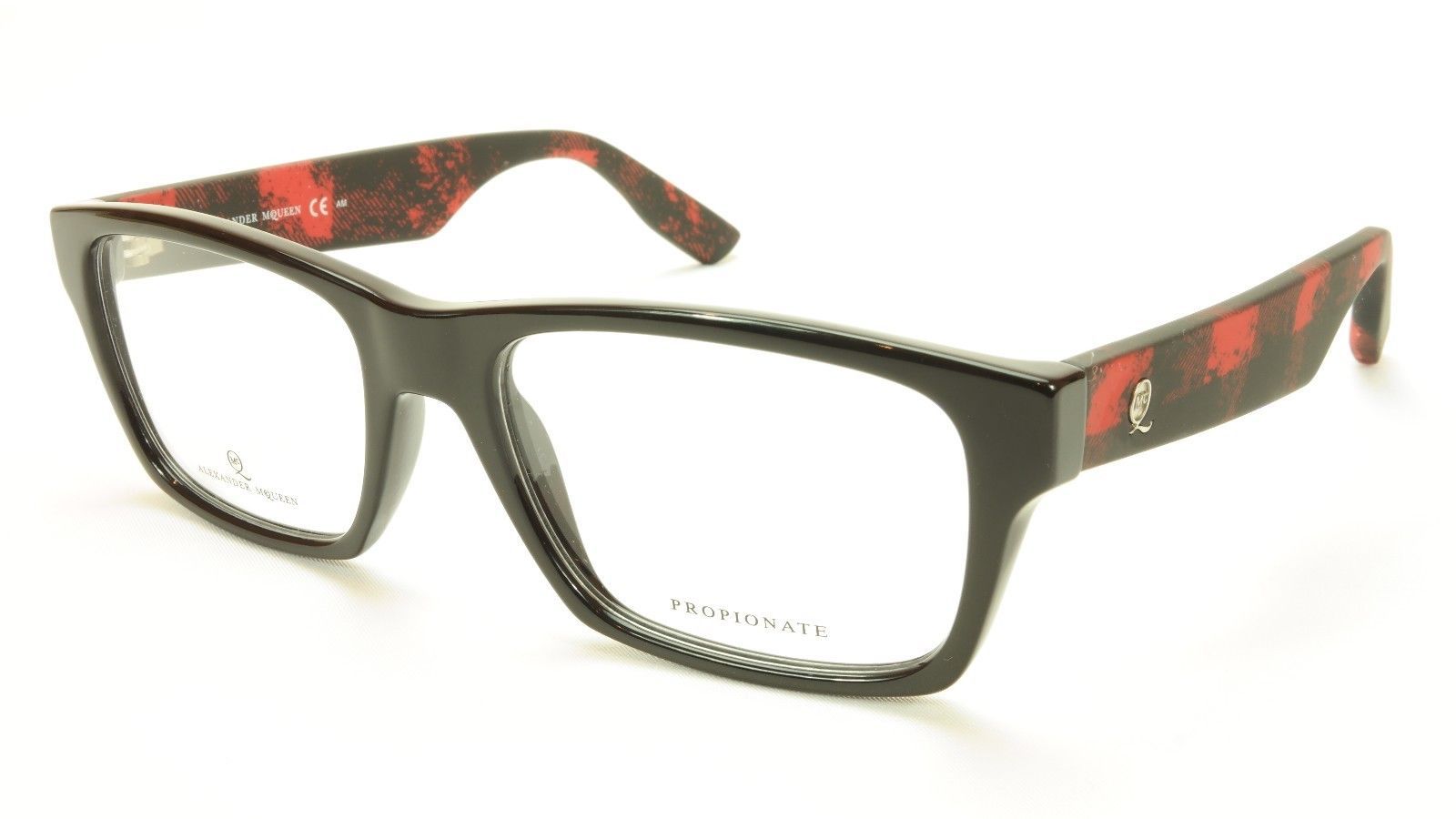 Alexander McQueen Eyeglasses Frame MCQ 0011 RJZ Black Red Acetate Italy 53-18 - $186.92
