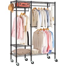 Free-Standing Closet Garment Rack, Heavy Duty Clothes Wardrobe, Rolling Clothes  - £149.33 GBP