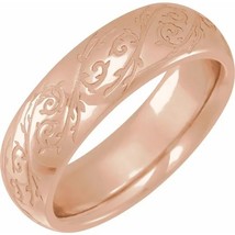 Authenticity Guarantee 
18k Rose Gold 6 MM Floral Wedding Band - £839.70 GBP+