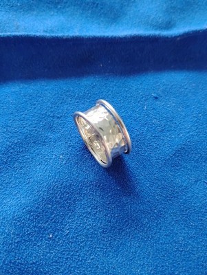 925 Sterling Silver Modernist 11 Mm Wide Hammered Band Ring SZ 7.5 Free Shipping Item image 5