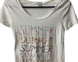Old Navy T Shirt Women Size XS Spellout White Heather  - £4.41 GBP
