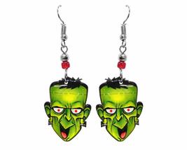 Frankenstein Face Earrings Halloween Themed Graphic Dangles - Womens Fal... - £9.56 GBP