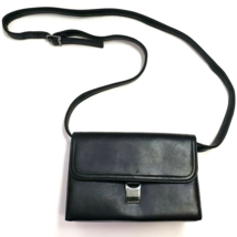 Black Flap Shoulder Bag Faux Leather - £11.75 GBP