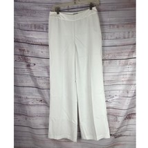 Chicos 1 Dress Pants Womens M Side Zip Lined Mid Rise Optic White Flowy ... - $22.50