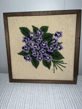 Vintage Cross Stitch Picture Of Flowers 12 1/2x12 1/2 - $23.38