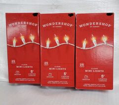 3 Wondershop Incandescent Mini Christmas String Lights 25 Ct Clear White Wire  image 2