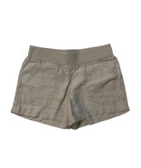 Allen Allen Shorts Women Small Tan Khaki  100% Linen Pull On Elastic Wai... - $32.43 CAD