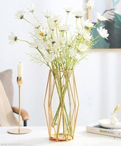 Fsyueyun Gold Flower Vase Decorations For Living Room Glass Vase With, 11Inch - £27.30 GBP