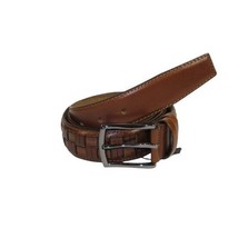 Men Genuine Leather Belt PIERO ROSSI Turkey Soft Full Grain Stitched #139 Cognac image 4