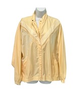 Vintage 90s Yellow White Striped Chevron Full Zip Windbreaker sz 16 / XL... - $34.60 CAD