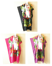 CG44 Floral Batik Hand Painted Kaftan Plus Open Duster Maxi Cardigan up ... - £23.48 GBP