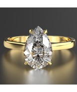 3.00 CT- Pear Cut F VS1 Lab Grown Diamond Ring 14K Yellow Gold - $2,713.35