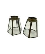 2 Vintage 6 paneled beveled glass and brass 4.75&quot; Lamp Shade replacement... - $24.69