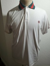 Mens White Green Red Polo Shirt  PRE-OWNED CONDITION MEDIUM - $14.70