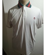 Mens White Green Red Polo Shirt  PRE-OWNED CONDITION MEDIUM - $14.70