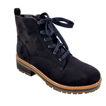 Kensie Boots Kasha 8.5 Combat Lace Up Zip Vegan Suede Chunky Lug Platform Shoes - £47.79 GBP