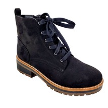 Kensie Boots Kasha 8.5 Combat Lace Up Zip Vegan Suede Chunky Lug Platform Shoes - £48.57 GBP