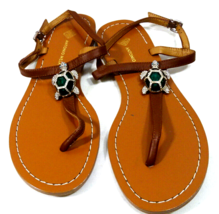 Women&#39;s  Size 9.5 ANTONIO MELANI Tulias Flat Sandals with Green Jeweled ... - £20.29 GBP