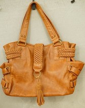 Modern Designer Purse Steve Madden Faux Leather Brown Woven Braid Tassel Bag - £27.68 GBP
