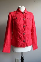 Chico&#39;s 0 (S 4) 100% Linen Red Button Front Jacket Top - £19.43 GBP