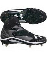 Mens Baseball Cleats Under Armour Yard Mid Metal Black Gray White-sz 13.5 - £15.64 GBP