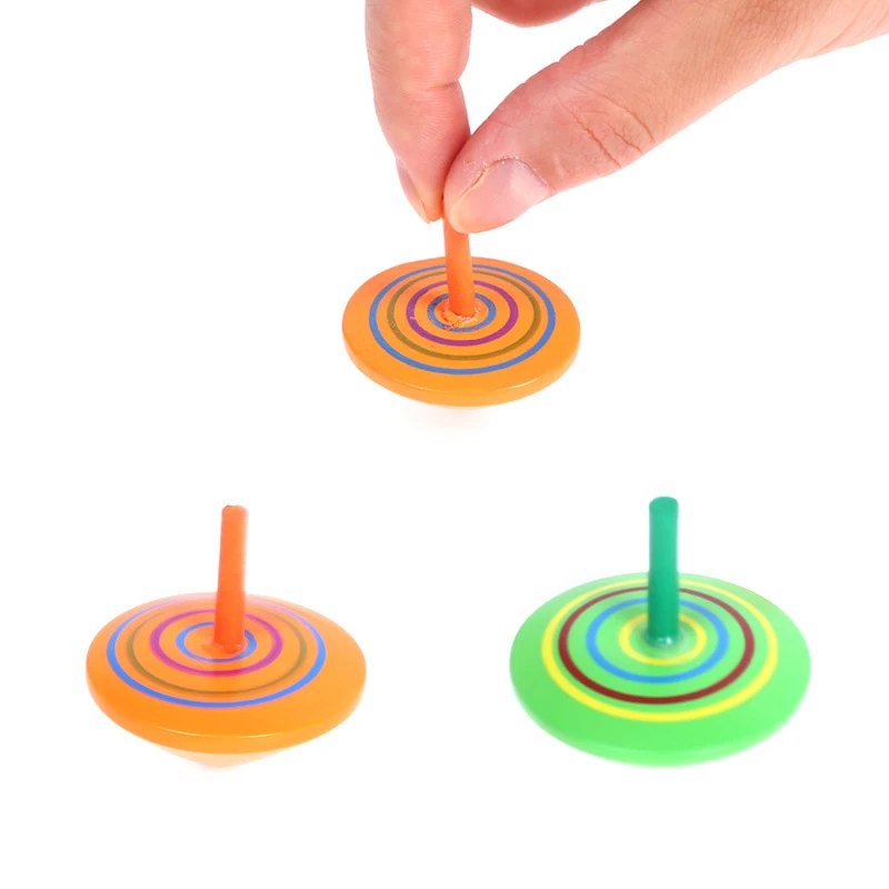 Lot of 6 PCS Wooden Spinning Tops For Toddlers Novelty Wooden Gyroscopes - £8.57 GBP