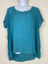 Bobeau Womens Plus Size 3X Blue Long Tail Blouse Short Sleeve Scoop Neck - £7.24 GBP