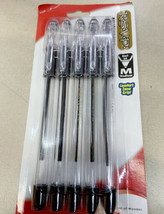 NEW Pentel RSVP 5-PACK Ballpoint Pen BLACK 1.0mm Med Clear Barrel Grip B... - $9.40