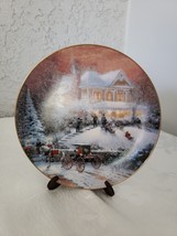 Thomas Kinkade Collector Plate An Old Fashion Christmas 8 1/2&quot;/stand Sno... - $10.31