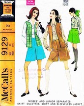 Misses&#39; CULOTTES, SKIRT, SHIRT &amp; VEST Vtg 1967 McCall&#39;s Pattern 9129 Size 8 - £9.41 GBP