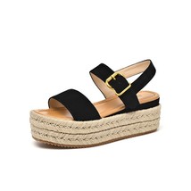 BeauToday Gladiator Sandals Women Kid Suede Leather Platform Rope Sole Espadrill - £118.70 GBP