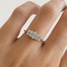 2.00CT Round Cut Moissanite Unique Design Engagement Ring 14K White Gold Plated - £84.19 GBP